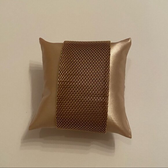 VINTAGE ERICKSON BEAMON BRACELET WIDE GOLD TONE MESH BELT BUCKLE LOOK 7” - 7.5” - Picture 9 of 16